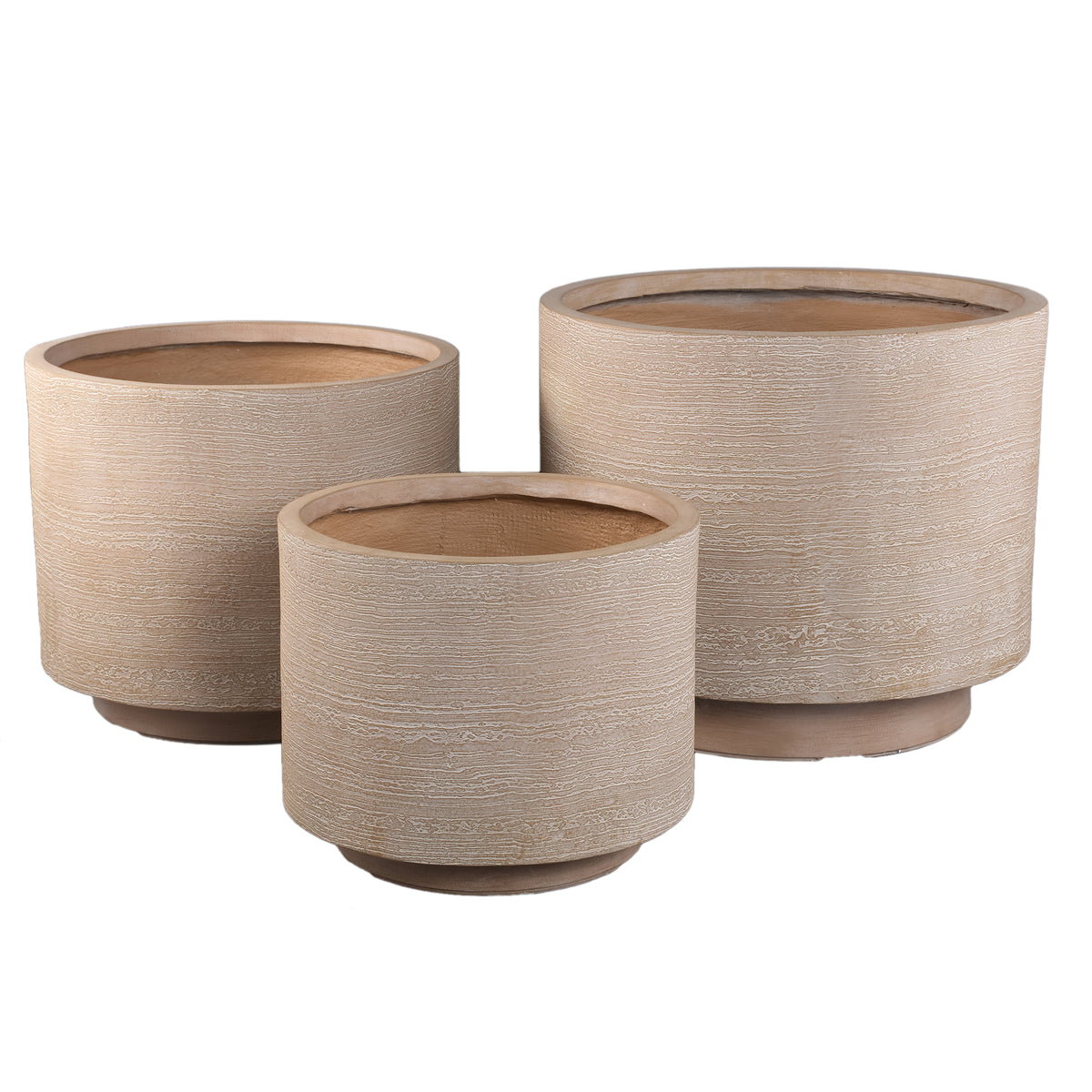 Melynn light brown round planter on foot