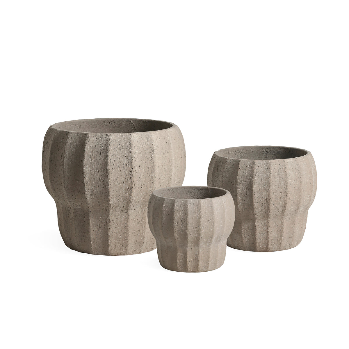 Kimbell cream ribbed concrete planter set