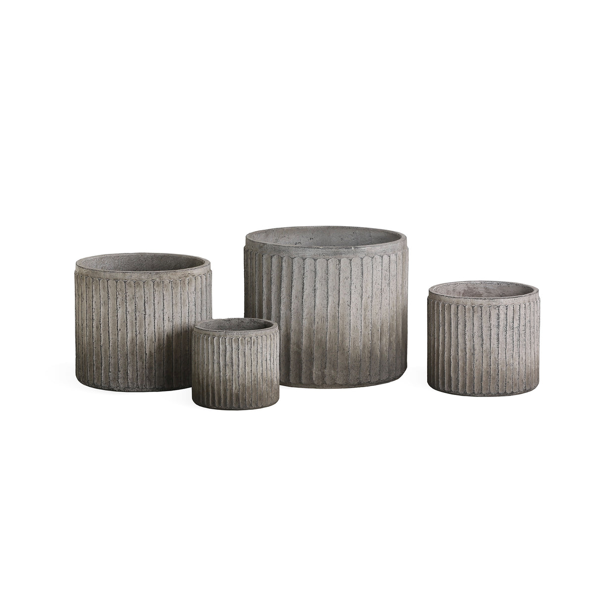 Enola taupe ribbed ombre-effect concrete planter set