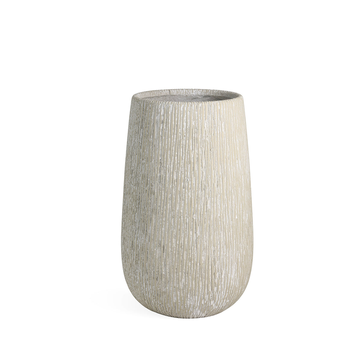 Spencel beige carved concrete planter, tall, small