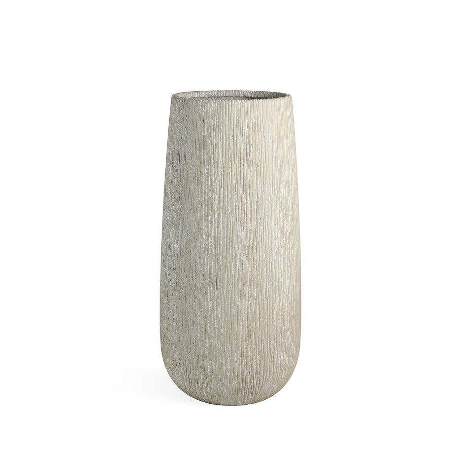 Spencel beige carved concrete planter, tall, large