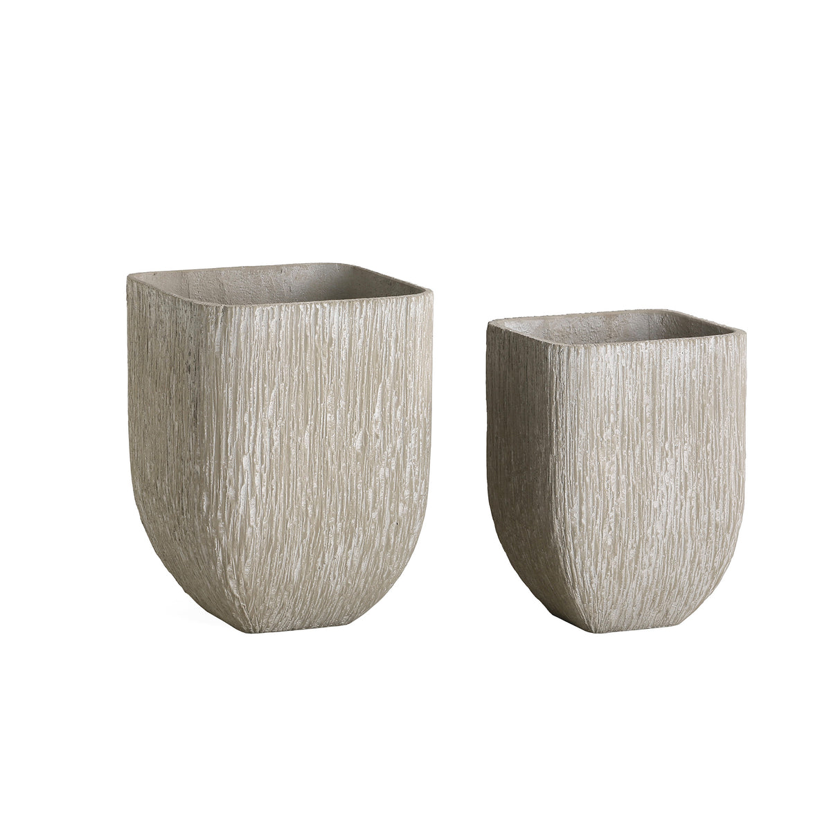 Spencel beige square carved concrete planter set