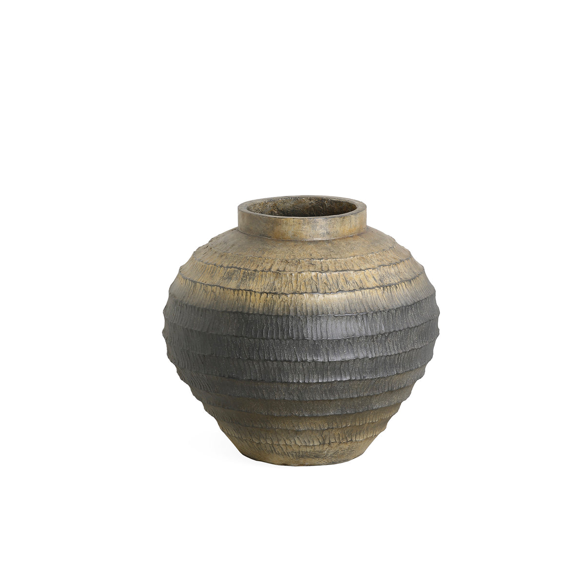 Kallan anthracite ribbed concrete planter with linear detail
