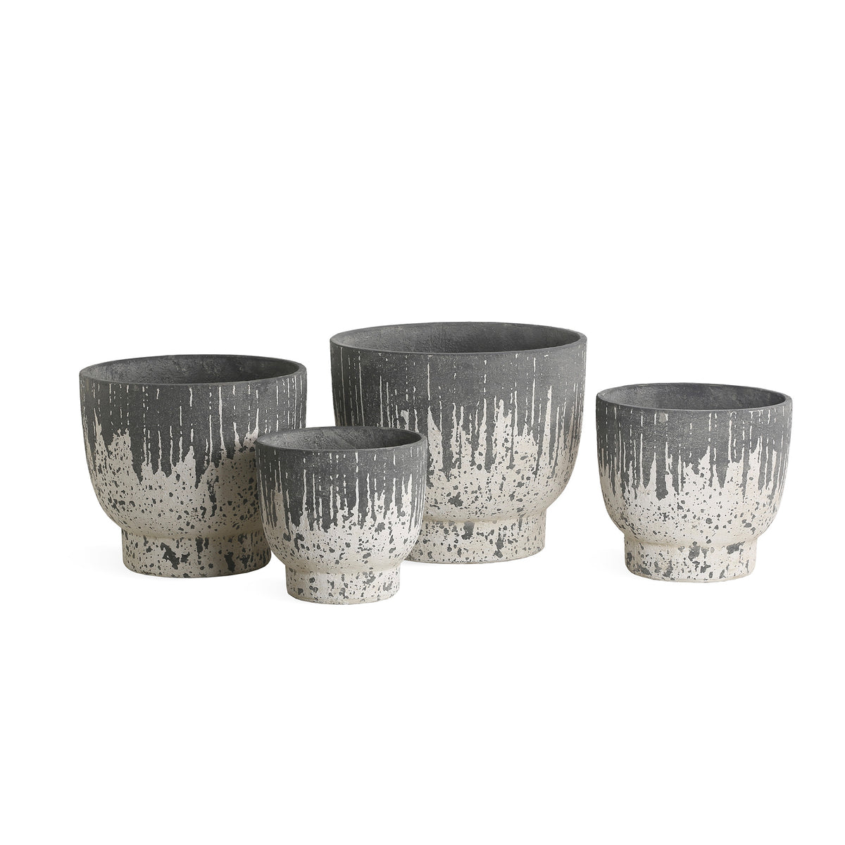 Lawton anthracite rough-textured concrete planter on foot, set