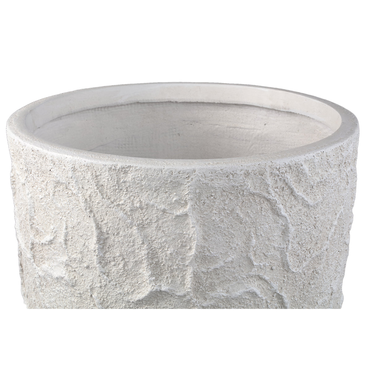 Beliz cream rough-structure concrete planter, low, set