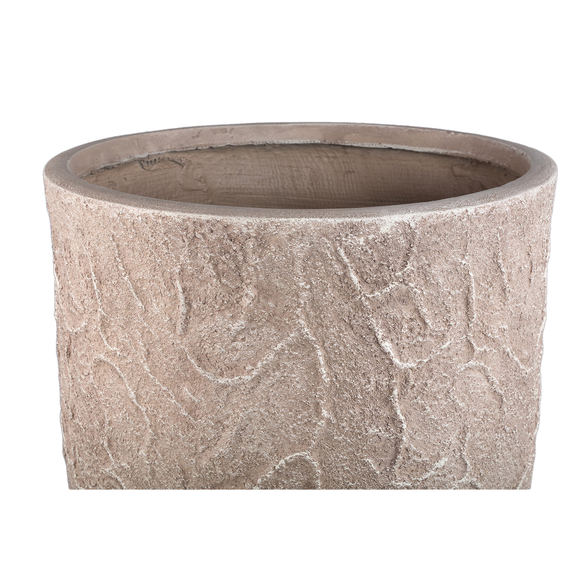 Beliz sand rough-structure concrete planter, high, set