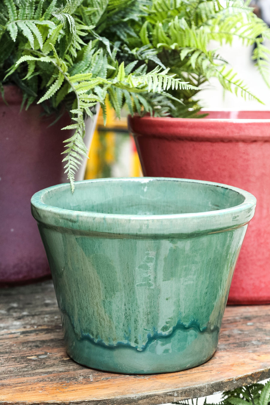 Ilona teal tapered ceramic planter set