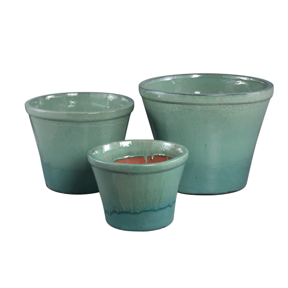 Ilona teal tapered ceramic planter set