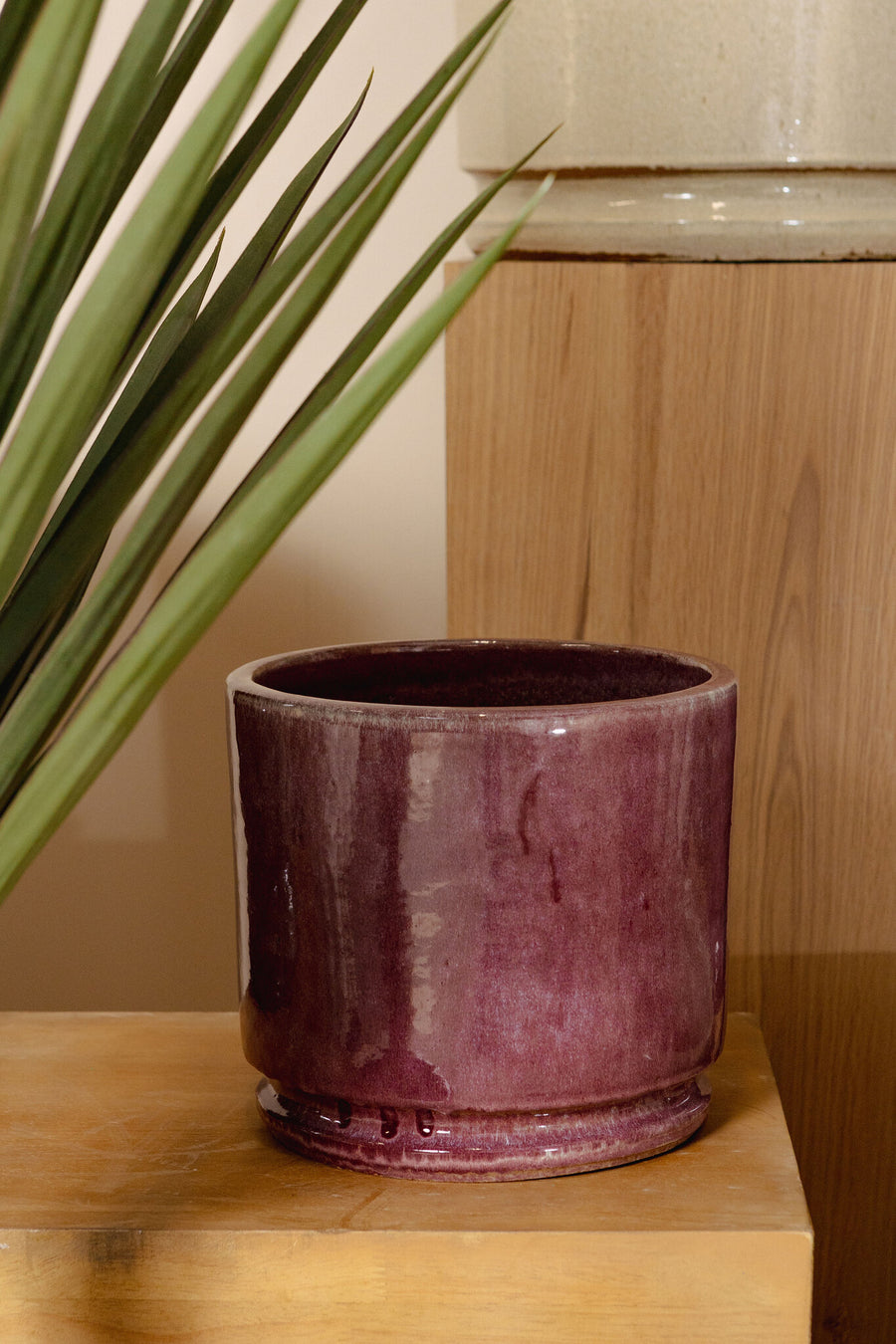 Madsen bordeaux ceramic planter, low