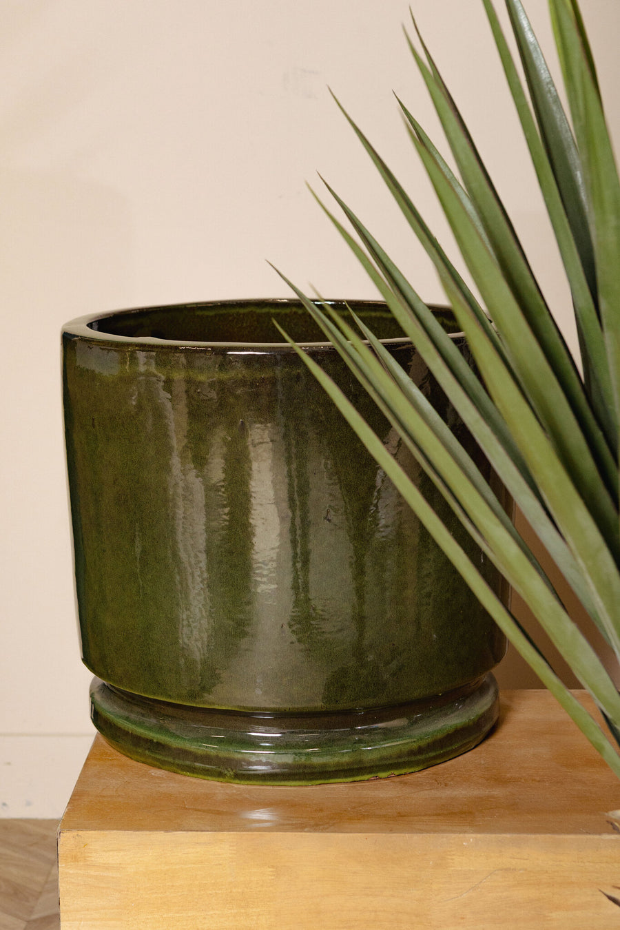 Madsen dark green ceramic planter, low