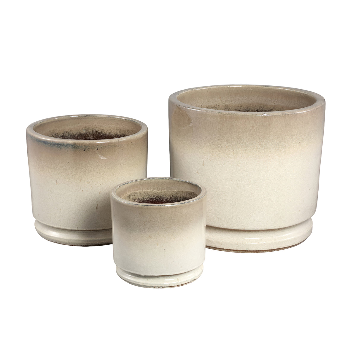 Madsen beige ceramic planter, low