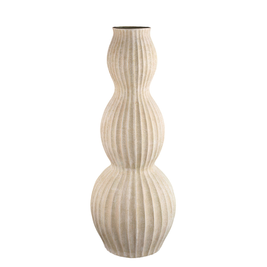Diede cream ribbed tall floor vase