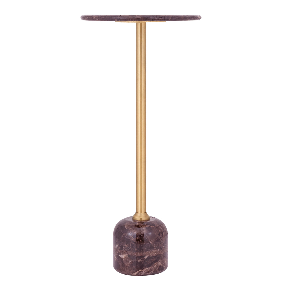 Jari dark brown marble side table with ball base