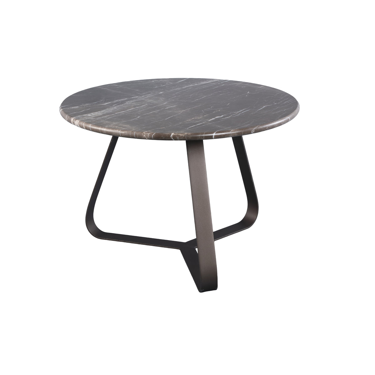 Kae dark brown marble coffee table with iron legs