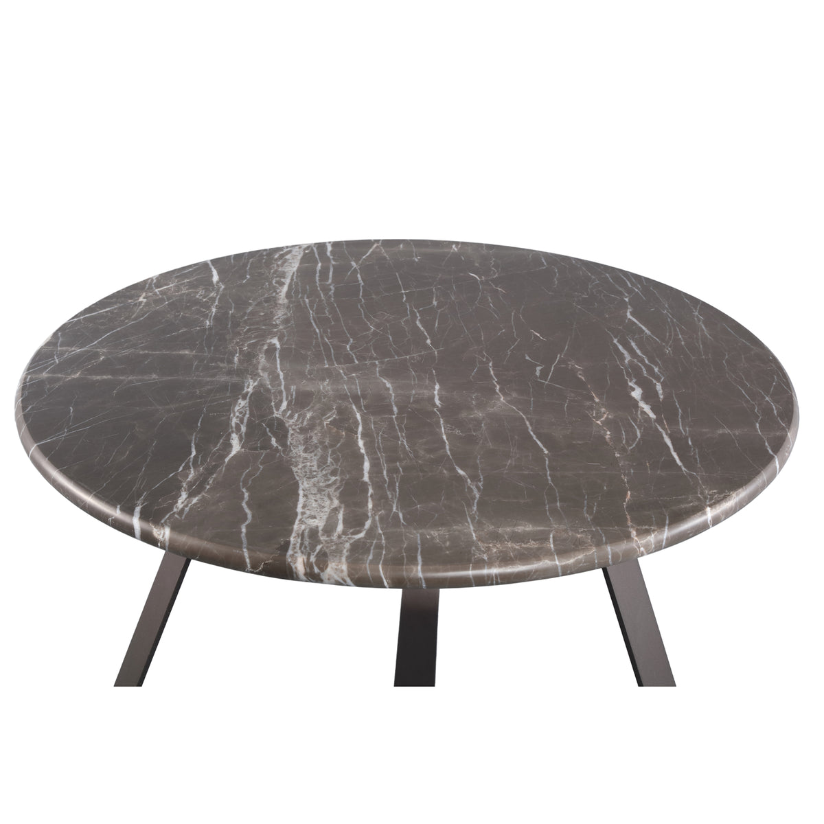 Kae dark brown marble coffee table with iron legs