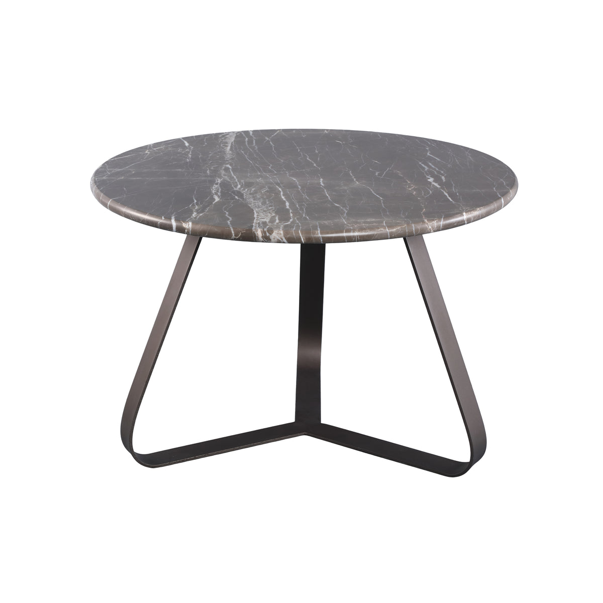Kae dark brown marble coffee table with iron legs