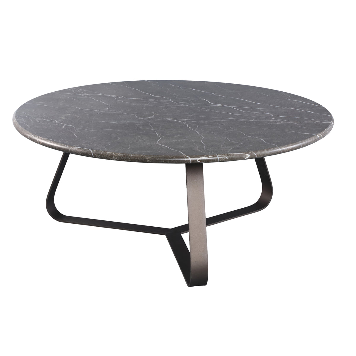 Kae dark brown marble coffee table with iron legs