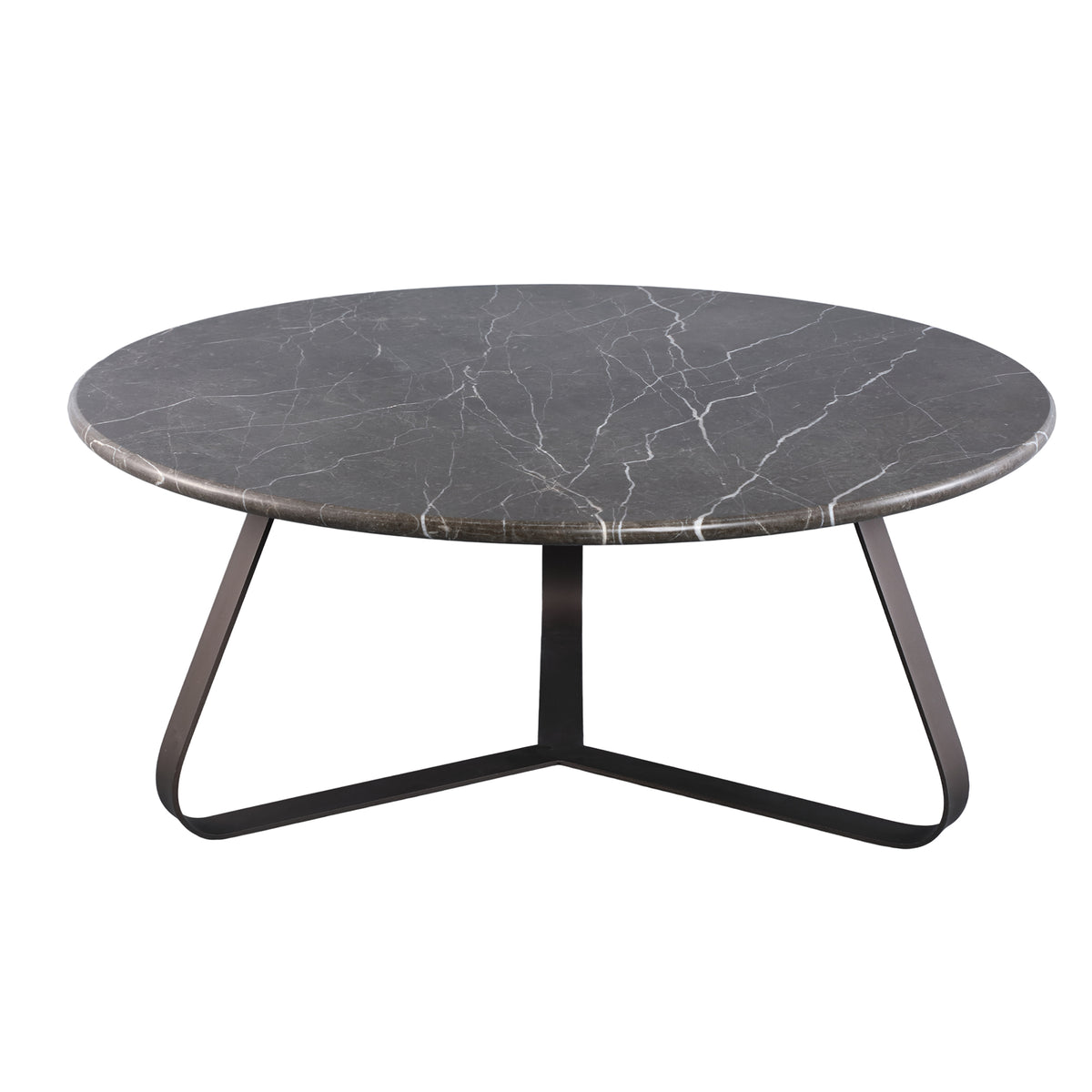 Kae dark brown marble coffee table with iron legs