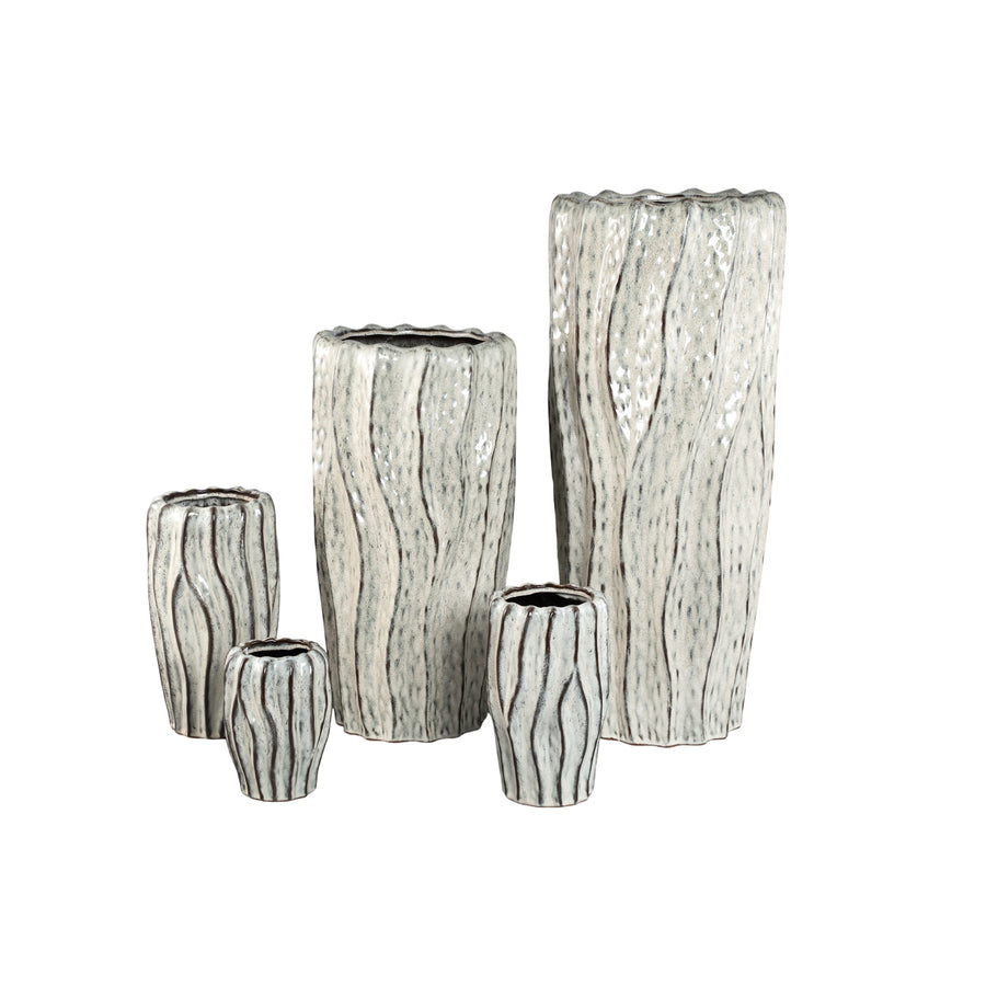 Adelina white ceramic planter, high, large