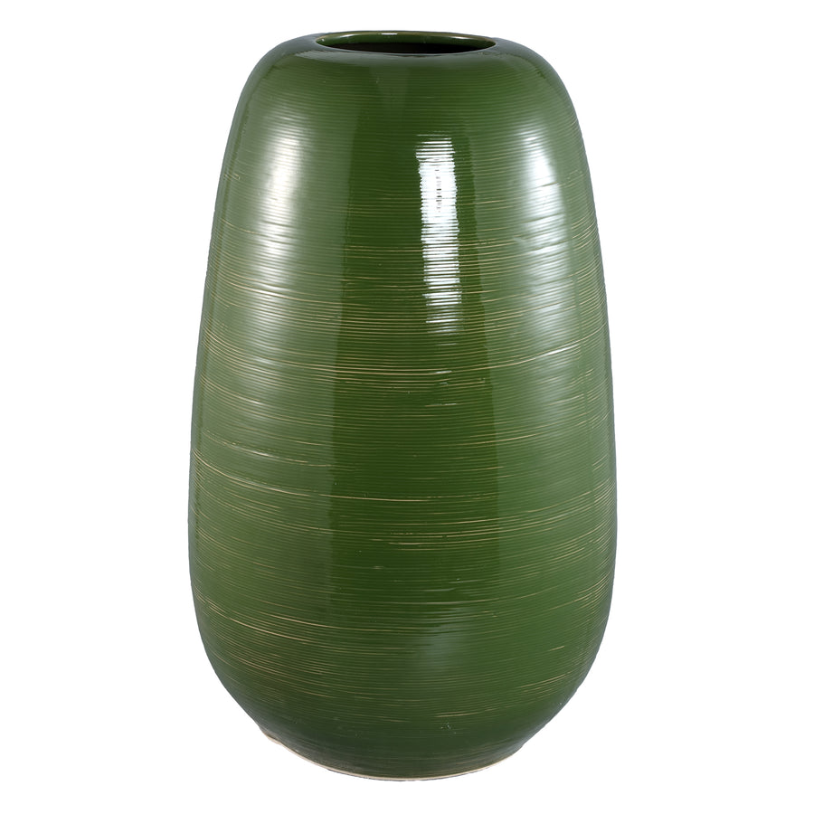 Mavric green fine-line ceramic vase XL