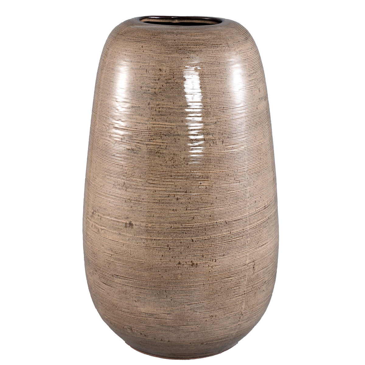 Mavric brown ceramic vase, fine line, ribbed surface