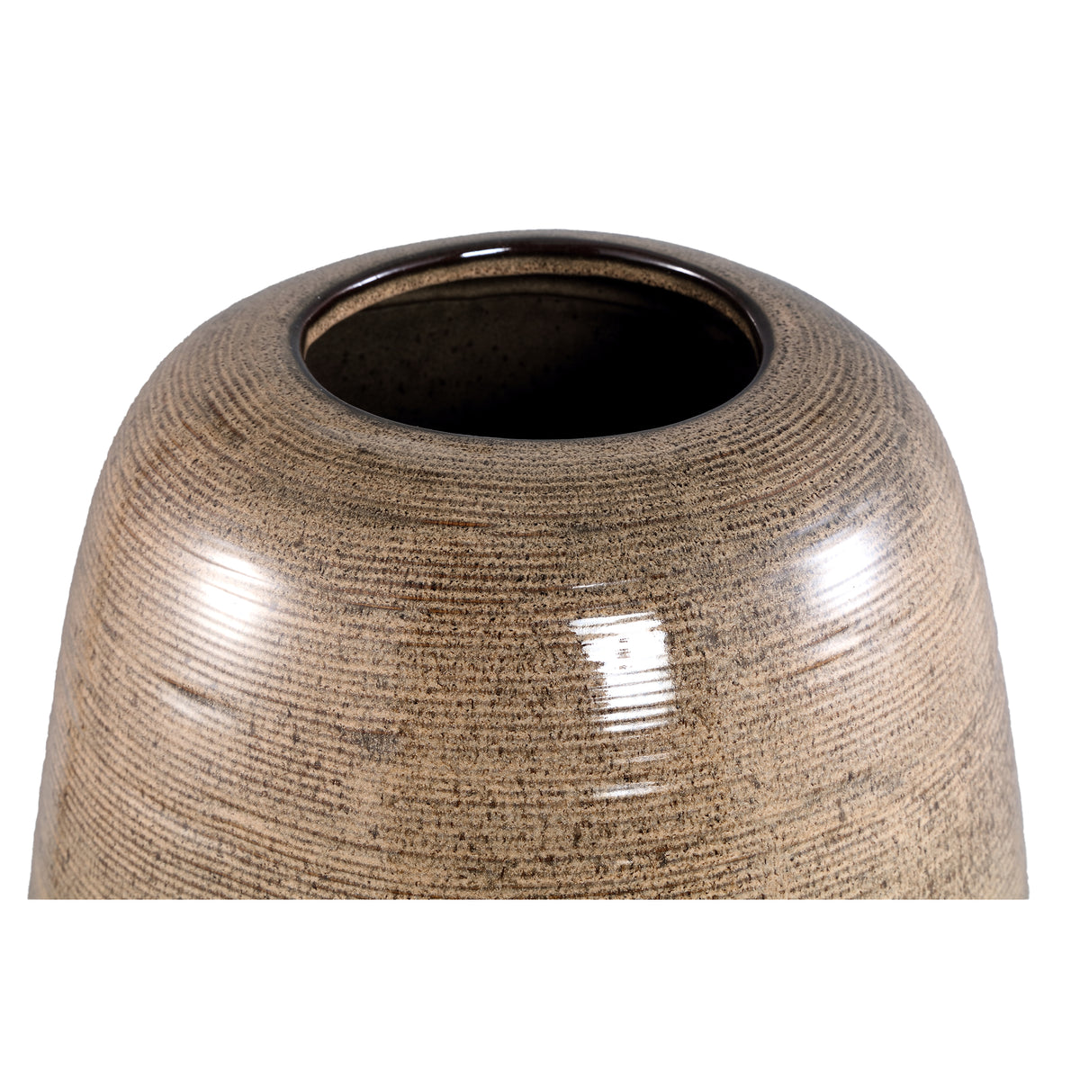 Mavric brown ceramic vase, fine line, ribbed surface