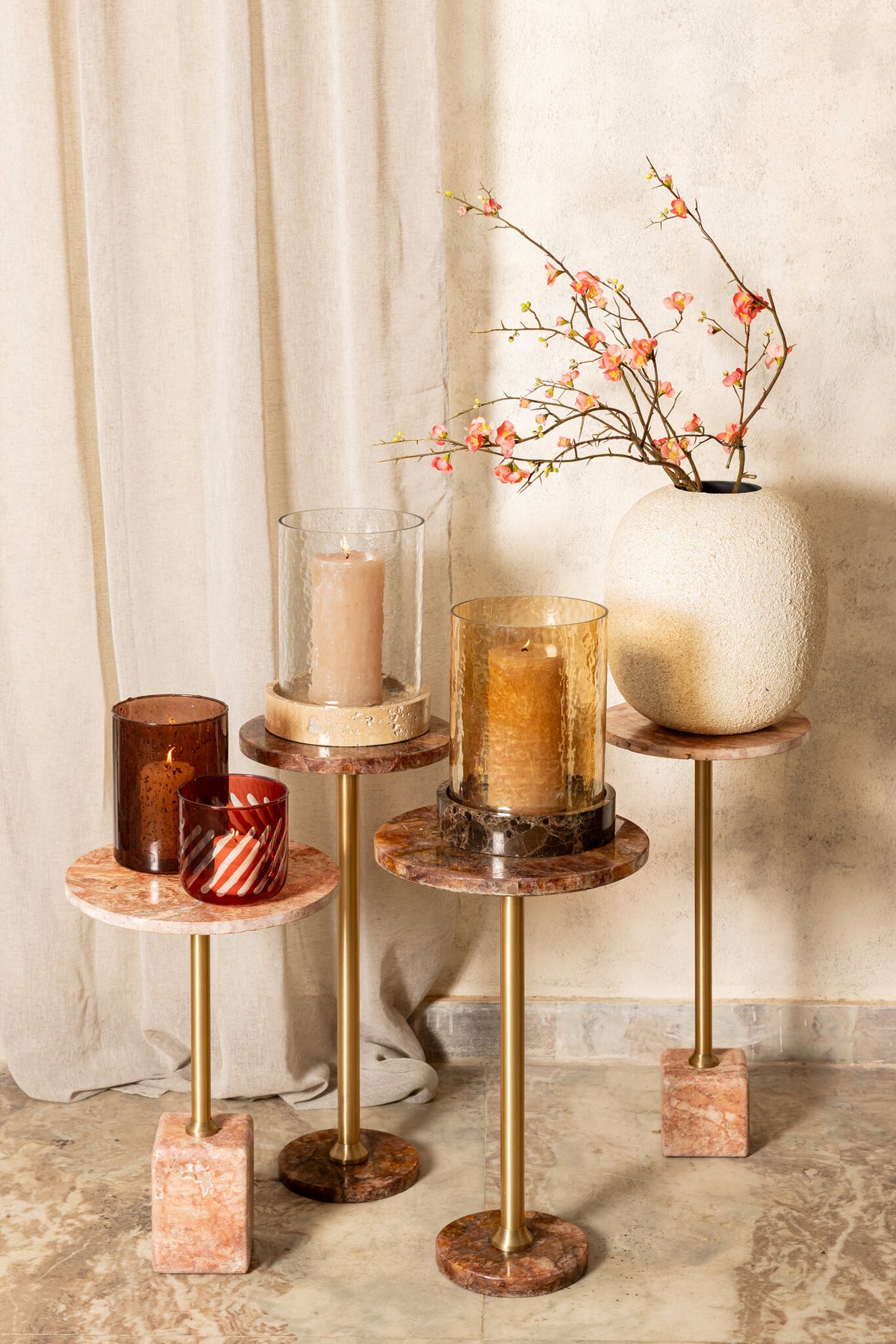 Romie rust quartz side table, round, low