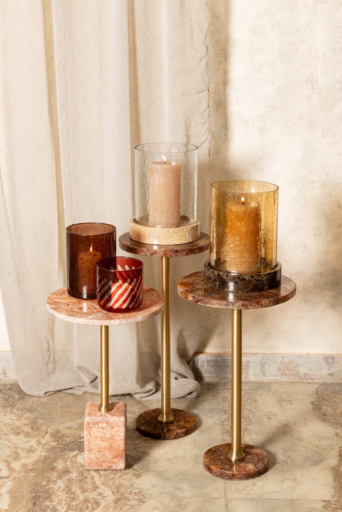 Romie rust quartz side table, round, low