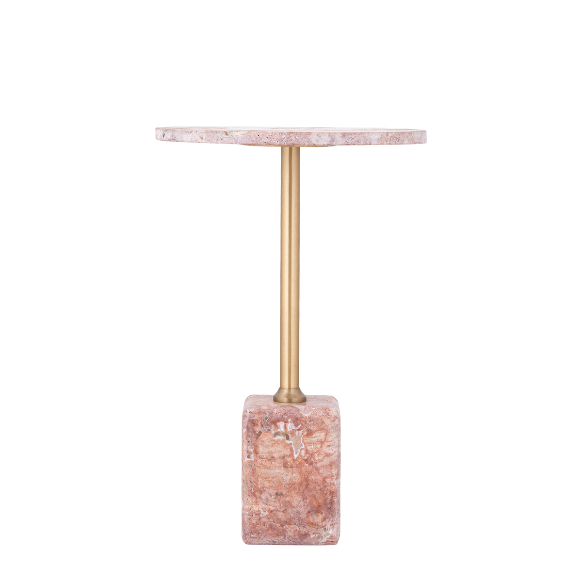 Elion red travertine side table, round, low
