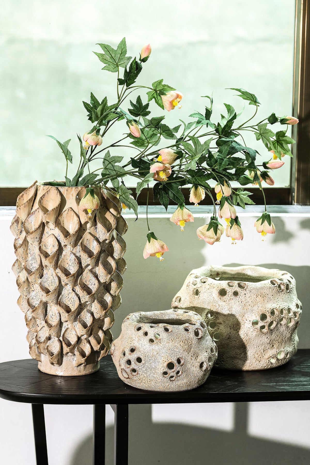Mansel cream shaped ceramic vase, tall