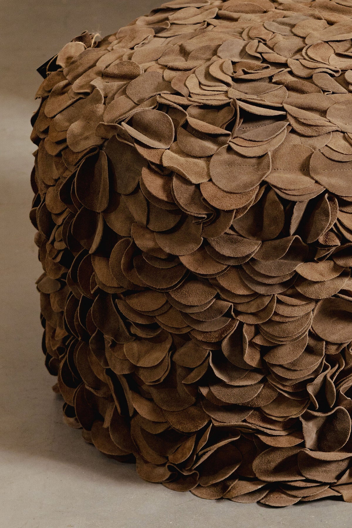 Nevo brown suede pouffe