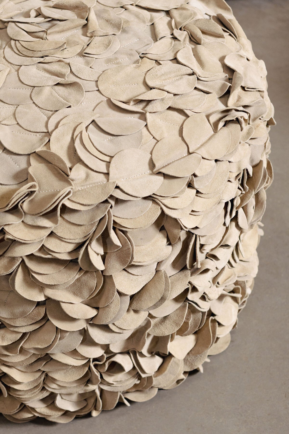 Nevo cream suede pouffe