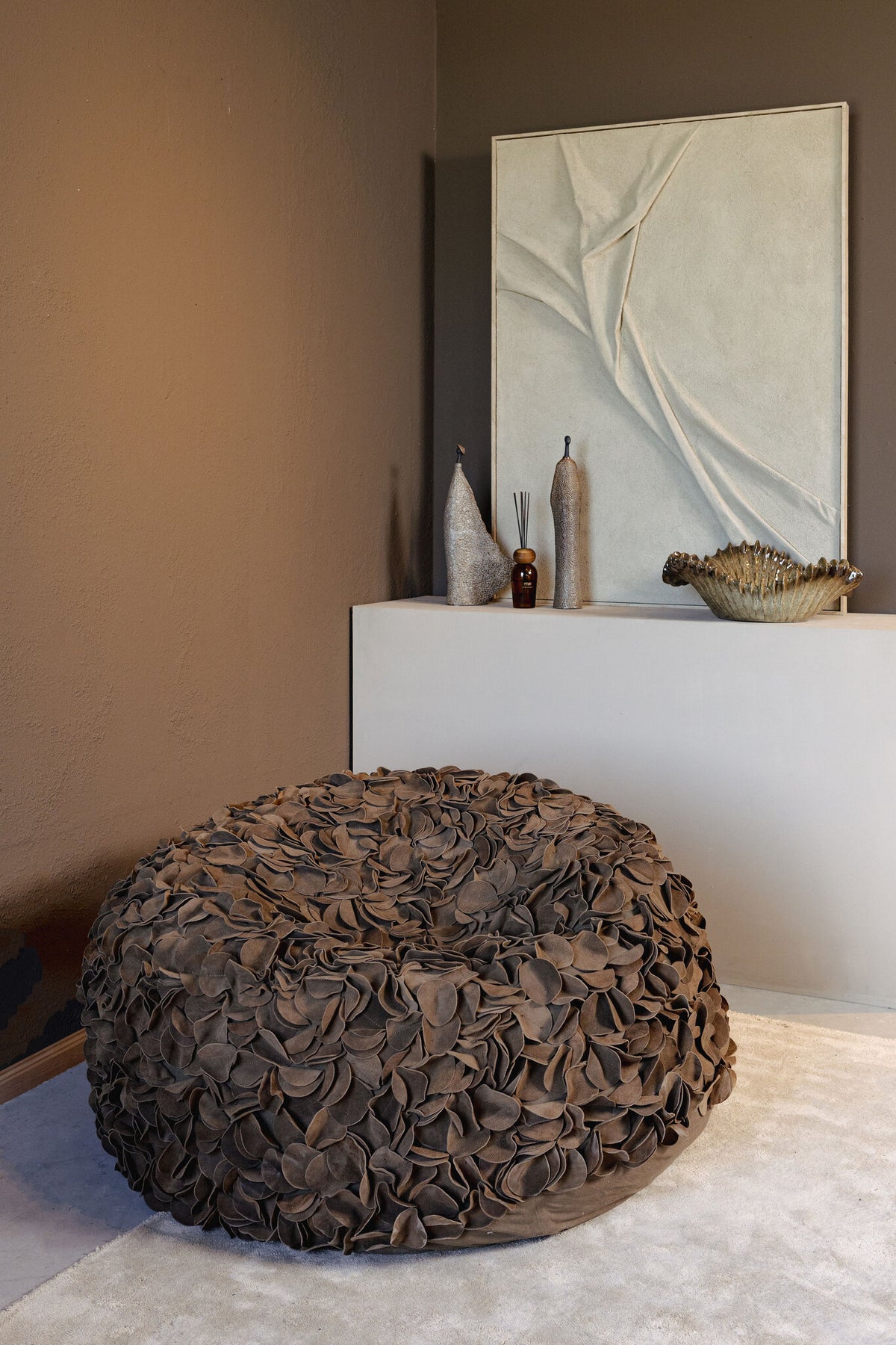 Nevo brown suede bean bag