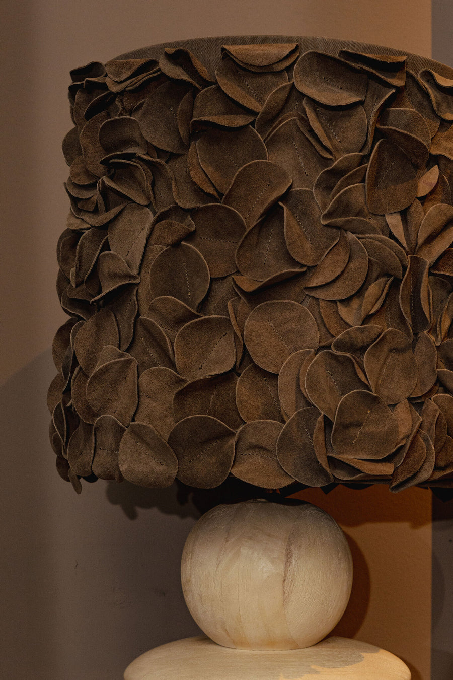 Nevo brown suede lampshade