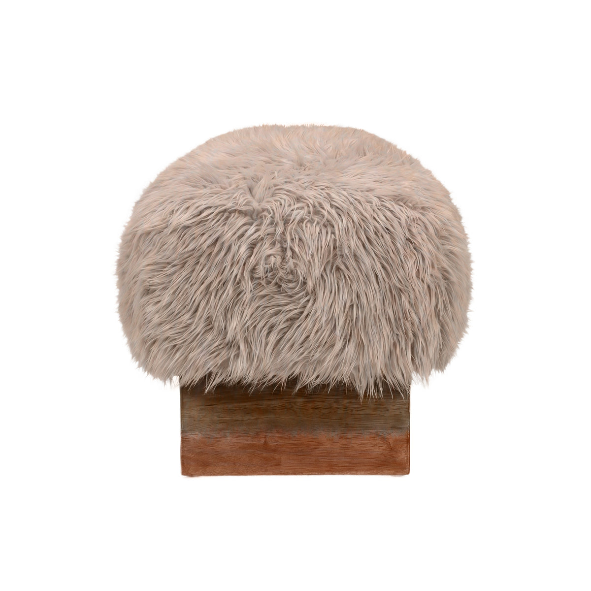 Hair brown fabric bench with wooden legs, small