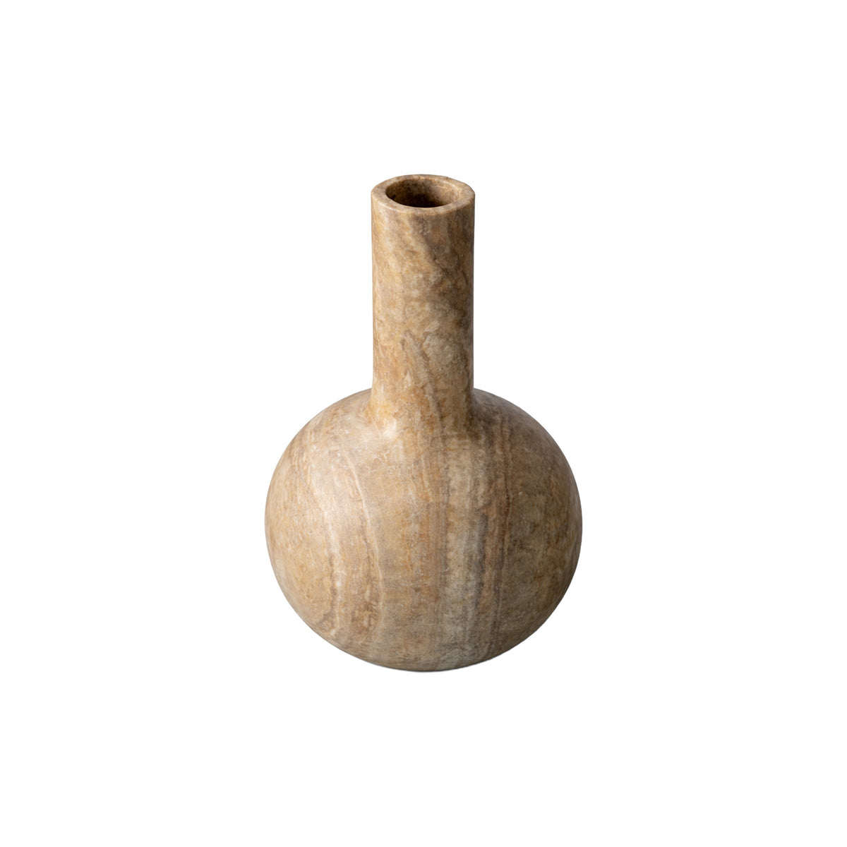 Veyla white onyx round bulbous vase, tall
