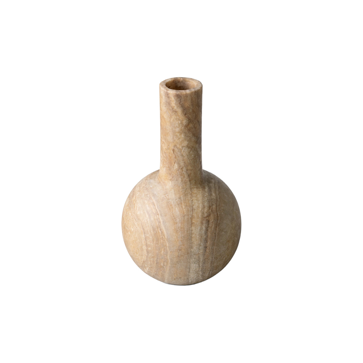 Veyla white onyx round bulbous vase, tall