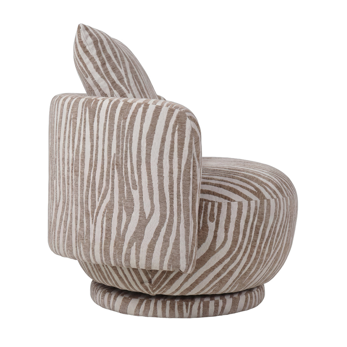 Elin beige wavy-textured fabric armchair, round