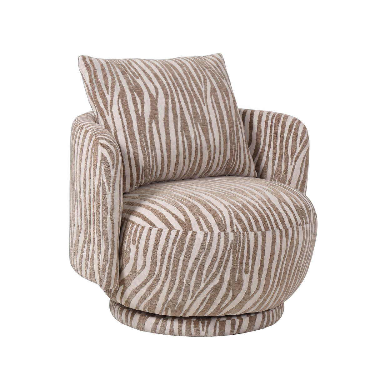 Elin beige wavy-textured fabric armchair, round