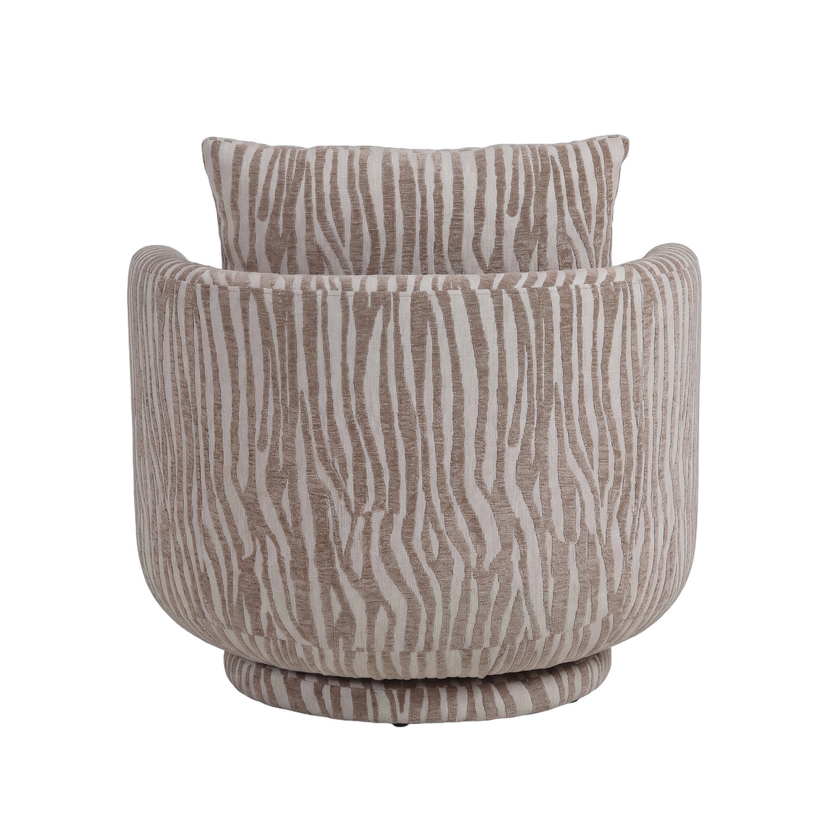 Elin beige wavy-textured fabric armchair, round