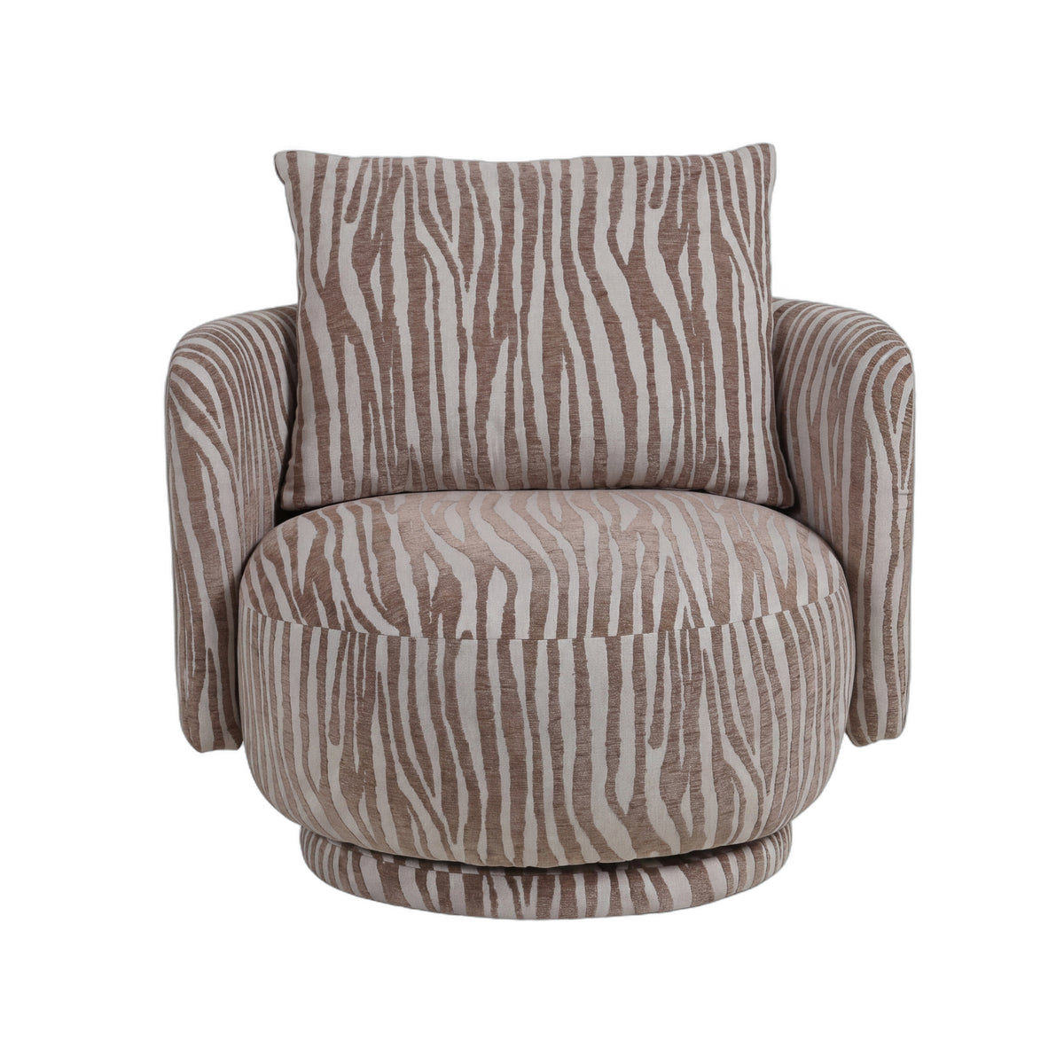 Elin beige wavy-textured fabric armchair, round