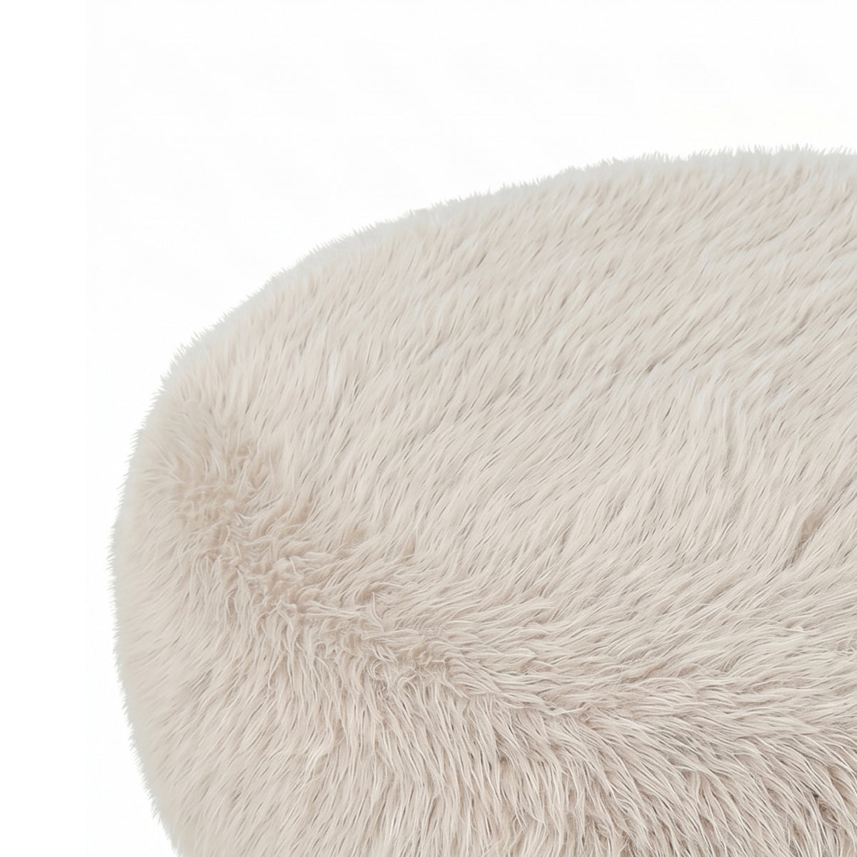 Pilo beige hair fabric round pouf, small