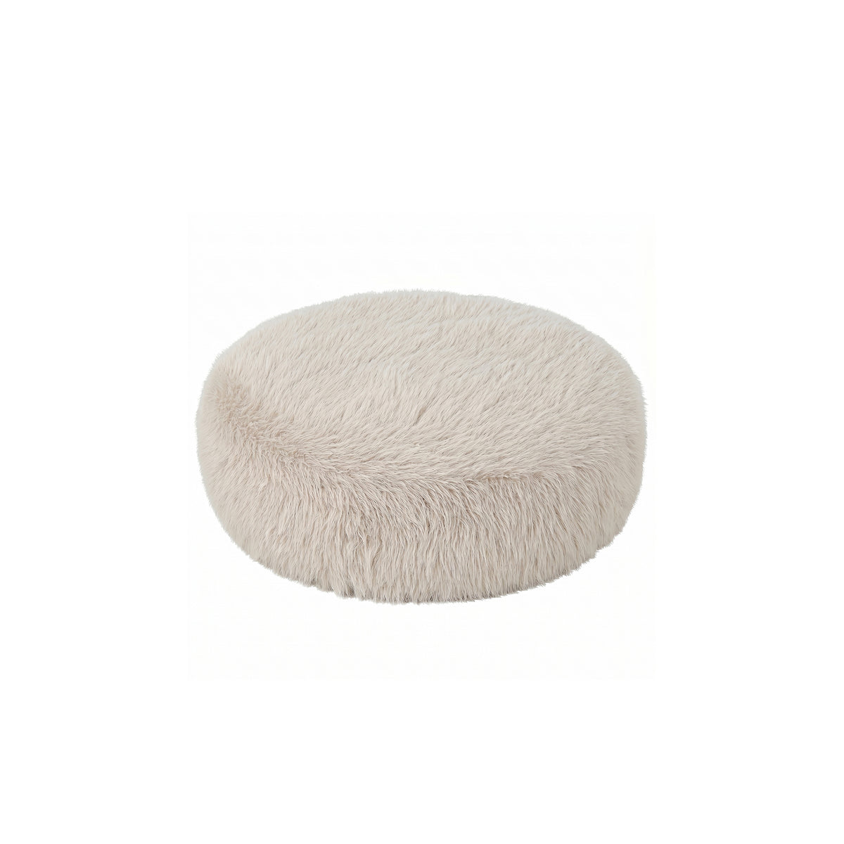 Pilo beige hair fabric round pouf, small