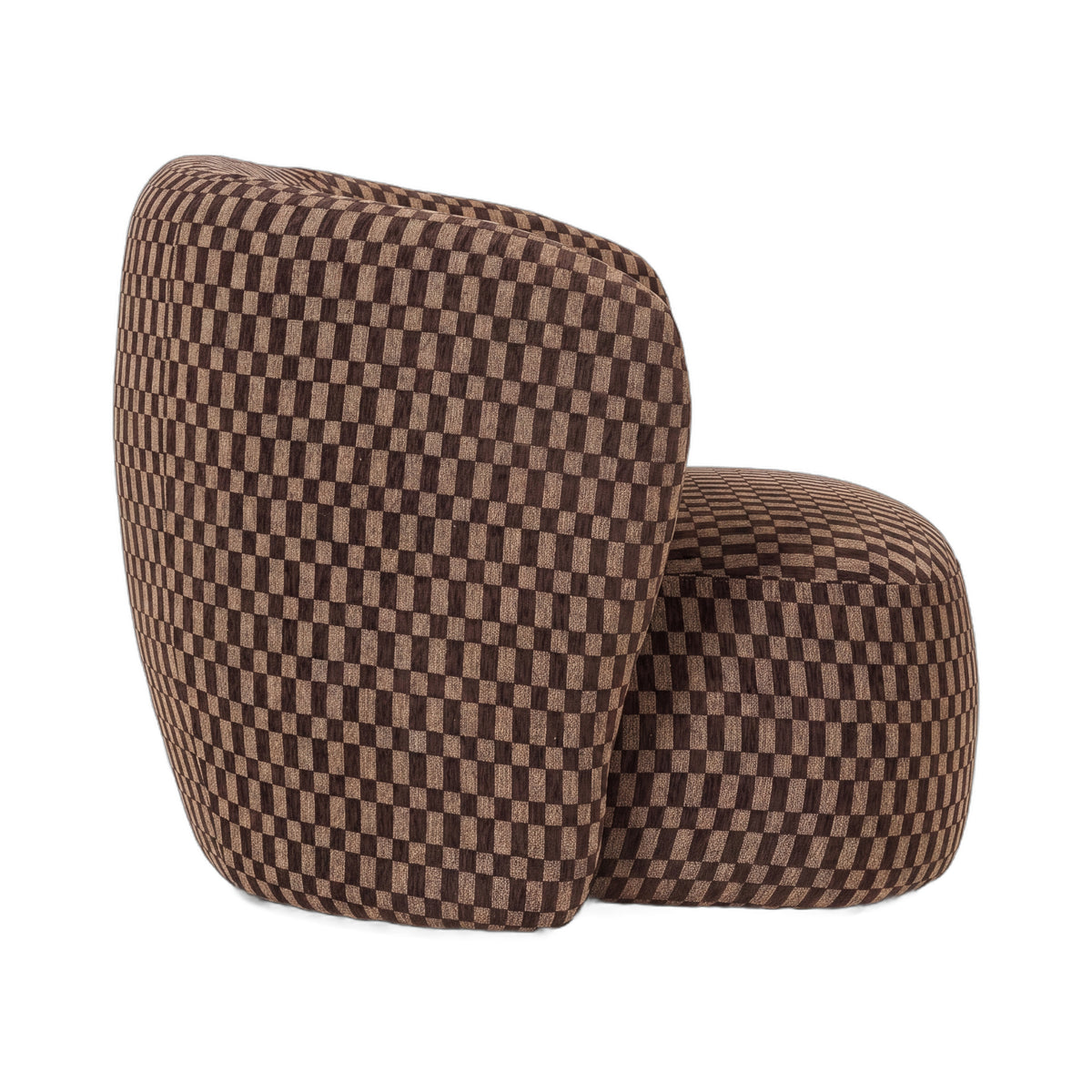 Aphrodite dark brown block-pattern fabric armchair
