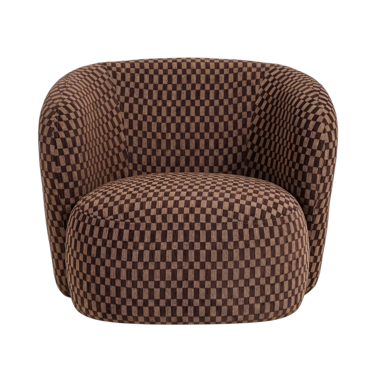 Aphrodite dark brown block-pattern fabric armchair