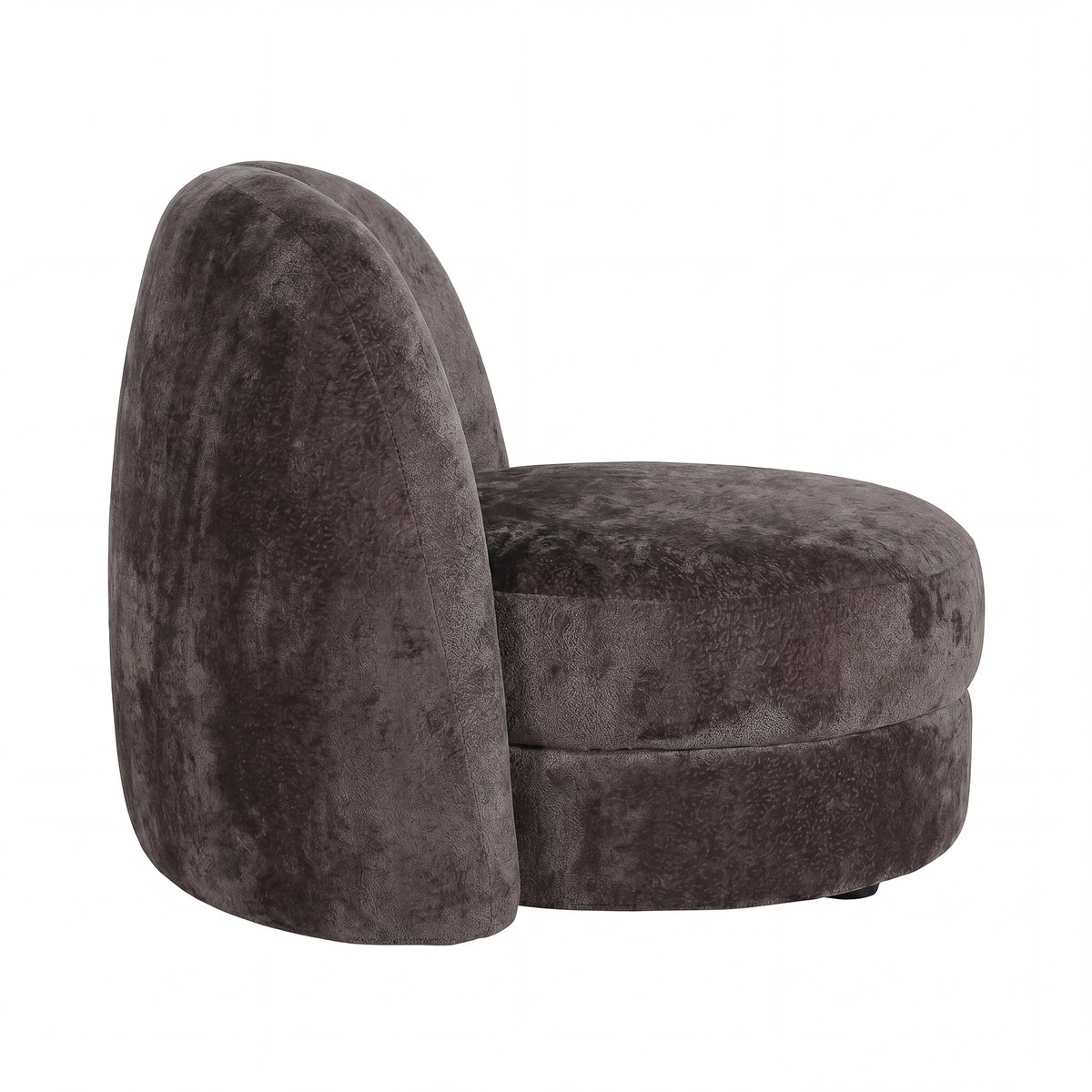 Arco dark brown round fabric armchair