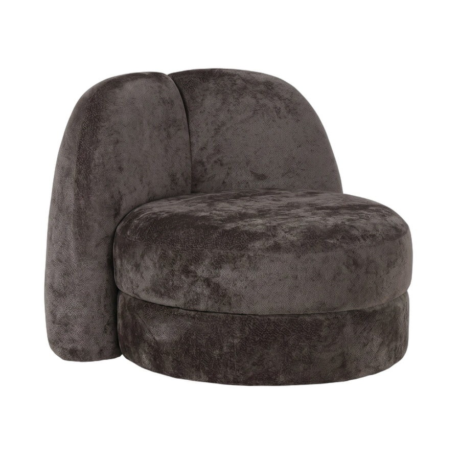 Arco dark brown round fabric armchair
