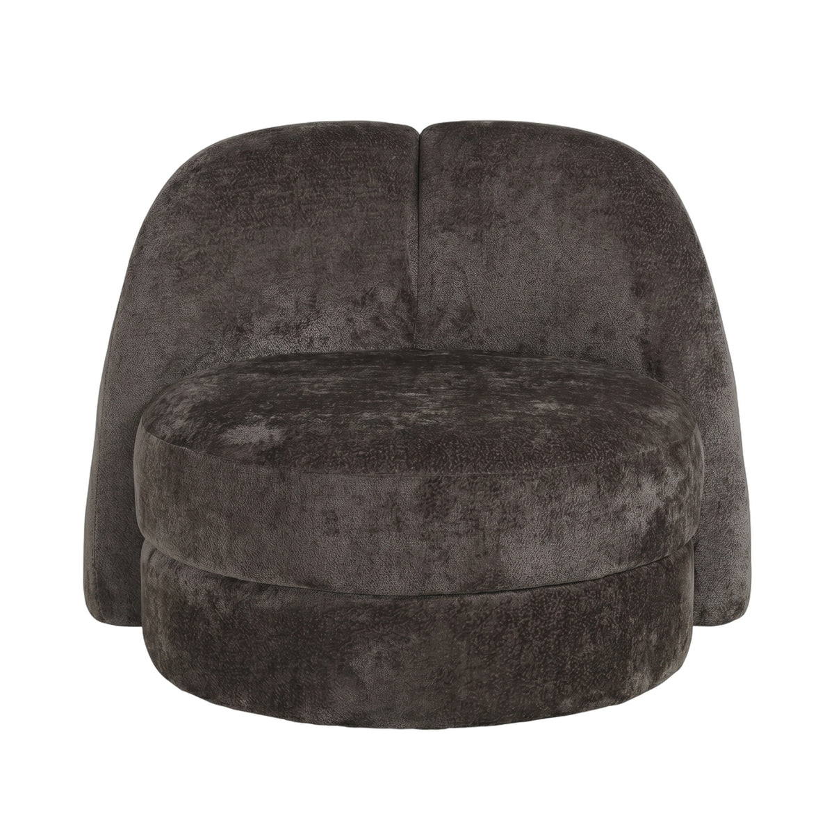 Arco dark brown round fabric armchair