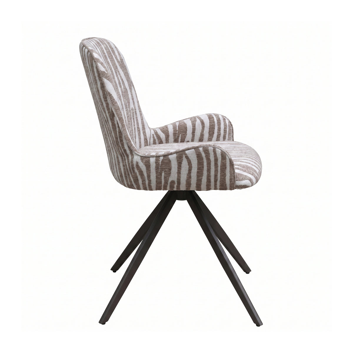 Leander beige wavy-textured fabric dining chair
