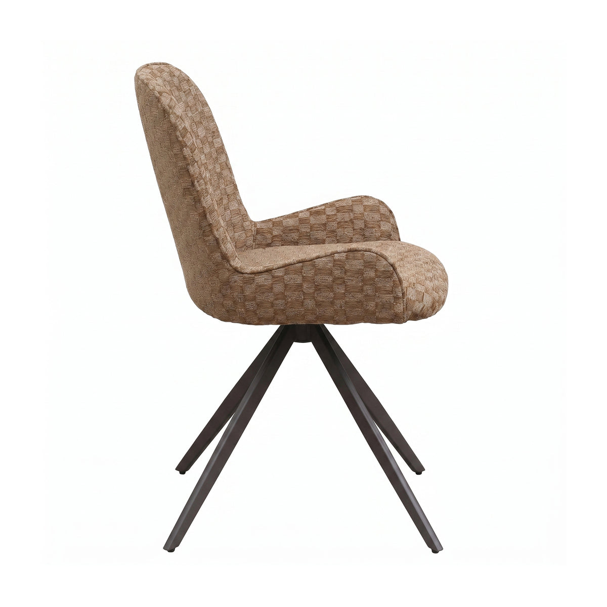 Leander brown block-pattern fabric dining chair